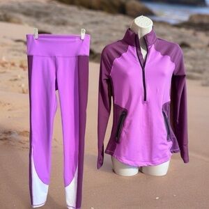 Under Armor Coldgear Reactor Athleisure Matching Purple Maroon Tracksuit